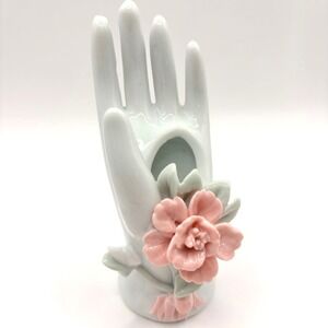 Vintage White Porcelain Hand Bud Vase Floral Mini 4.5 in 60s